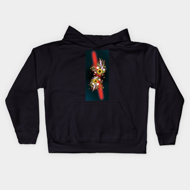 Floral laser sword Double Red Kids Hoodie by sempaiko